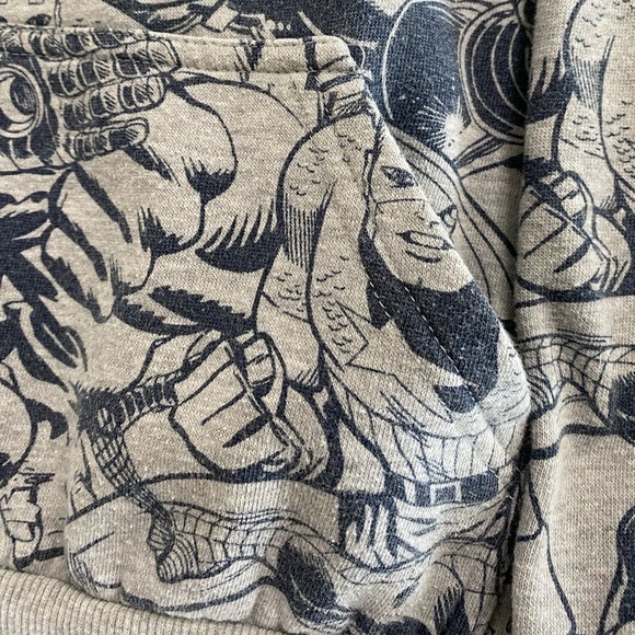 Marvel Comics Childrens Size Large 10-12 Hoodie in Grey with Marvel Characters - Picture 4 of 10